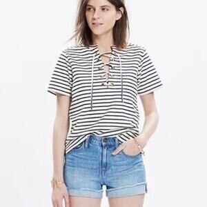 Madewell Lace Up Striped Top Size XS